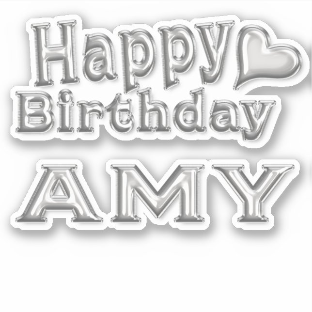 Amy Happy Birthday silver Sticker (Front)
