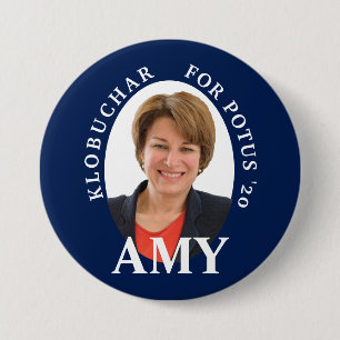 Amy Klobuchar Portrait in Blue and White 7.5 Cm Round Badge