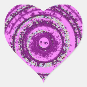 AMY ~ Purple Silver Pattern ~ Personalised Valenti Heart Sticker