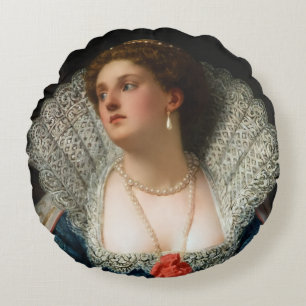 Amy Robsart by William Frederick Yeames Round Cushion