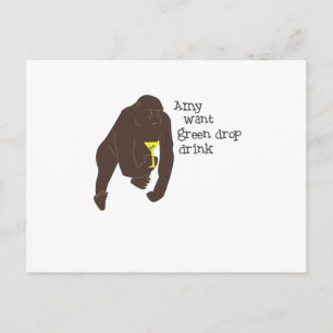 Amy Want Green Drop Drink Postcard