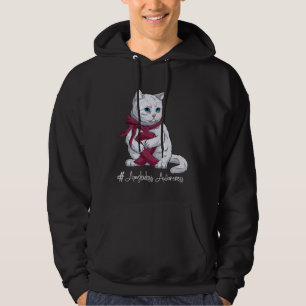 Amyloidosis Awareness Month Burgundy Ribbon Cat Hoodie