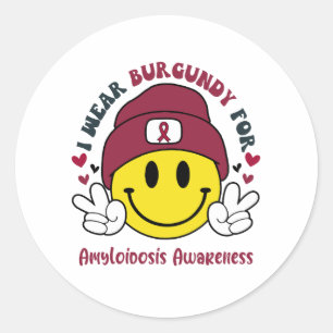 Amyloidosis Awareness Ribbon Support Gifts Classic Round Sticker