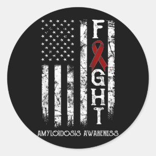 Amyloidosis Warrior Us Flag Classic Round Sticker