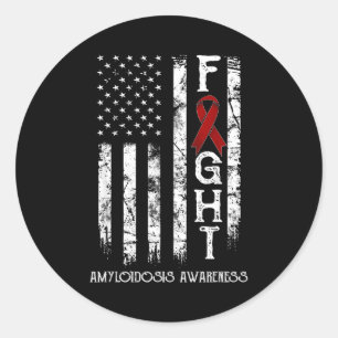 Amyloidosis warrior us flag classic round sticker