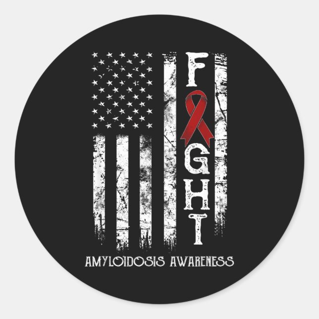 Amyloidosis warrior us flag classic round sticker (Front)