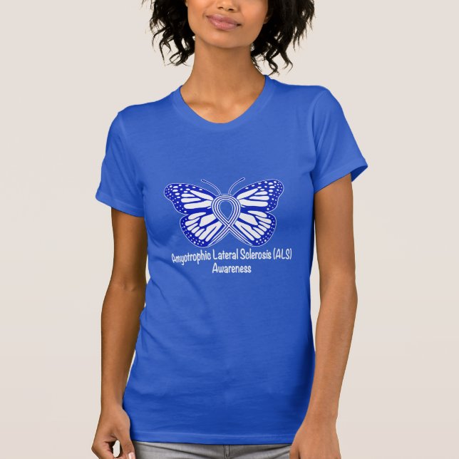 Amyotrophic Lateral Sclerosis ALS with Butterfly T-Shirt (Front)