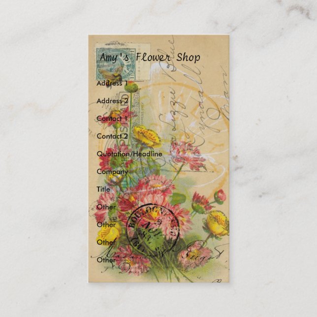 Amy's Flower Shop Business Card (Front)