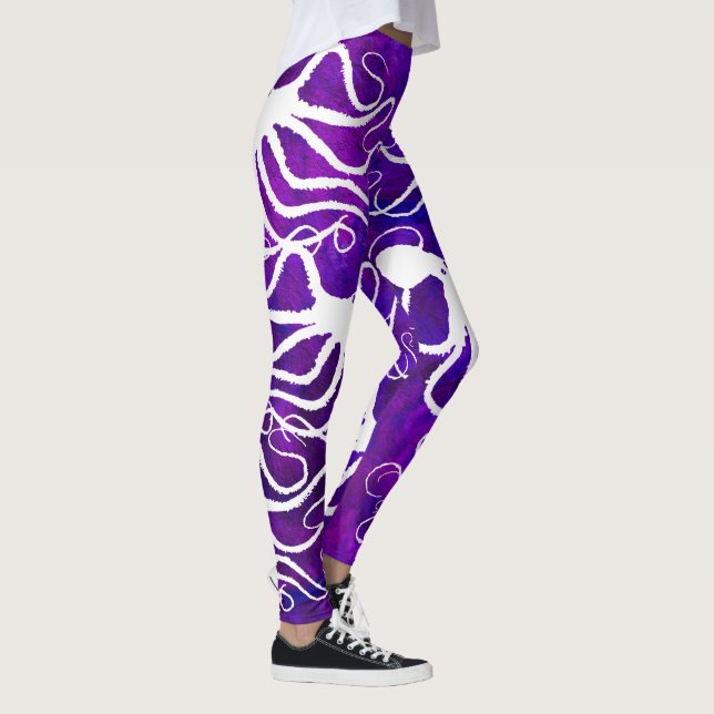 Amy's Octopus White On Purple - Leggings (Right)