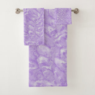 Amythest and White Marble Pattern Bath Towel Set