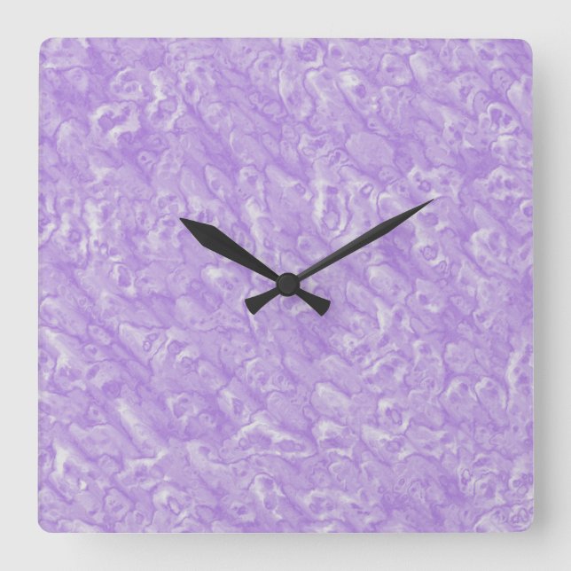Amythest and White Marble Pattern Square Wall Clock (Front)