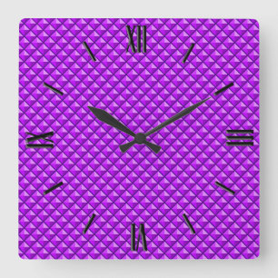 Amythyst purple, enamel look, studded grid square wall clock