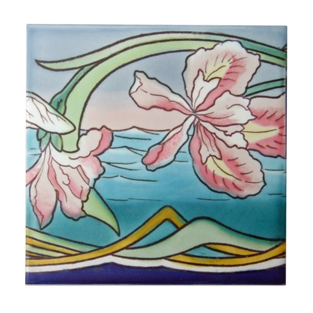 AN076 Art Nouveau Reproduction Antique Tile (Front)