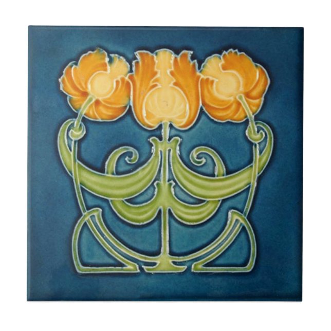 AN081 Art Nouveau Reproduction Antique Tile (Front)