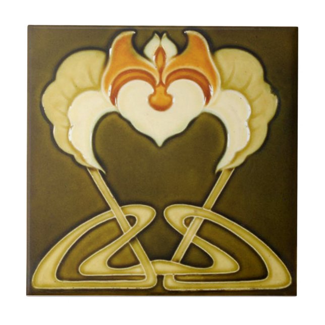 AN082 Art Nouveau Reproduction Antique Tile (Front)