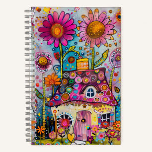 *~* AN1  Floral Fantasy Art  Whimsical COTTAGE Notebook