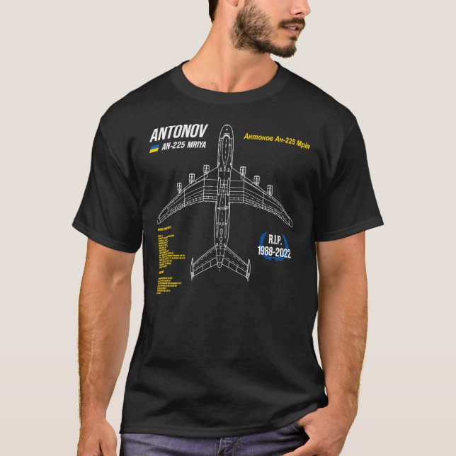 AN-225 Antonov Mriya Charge Plane RIP Poster   T-Shirt (Front)
