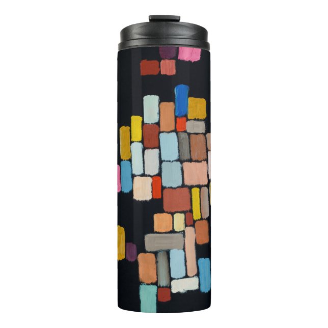 An abstract painting; geometric shapes in an irreg thermal tumbler (Front)
