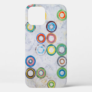 An abstract painting; multicolored circles on a gr iPhone 12 case