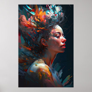An Abstract Painting of a Woman's Face Poster