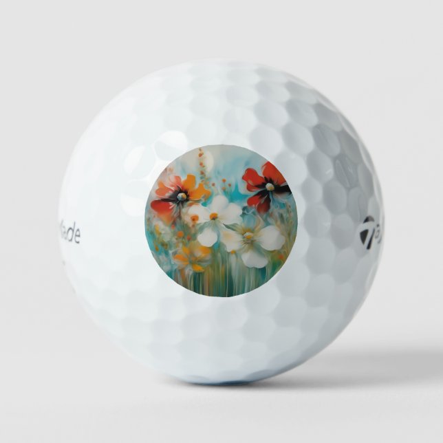 An abstract painting with wild flowers golf balls (Front)