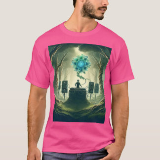 An Abstract Picture of a DJ in a Mystical Forest T-Shirt