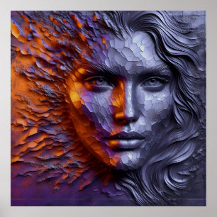 An Abstract Portrait Of Woman's Face - 3D Embossed Poster