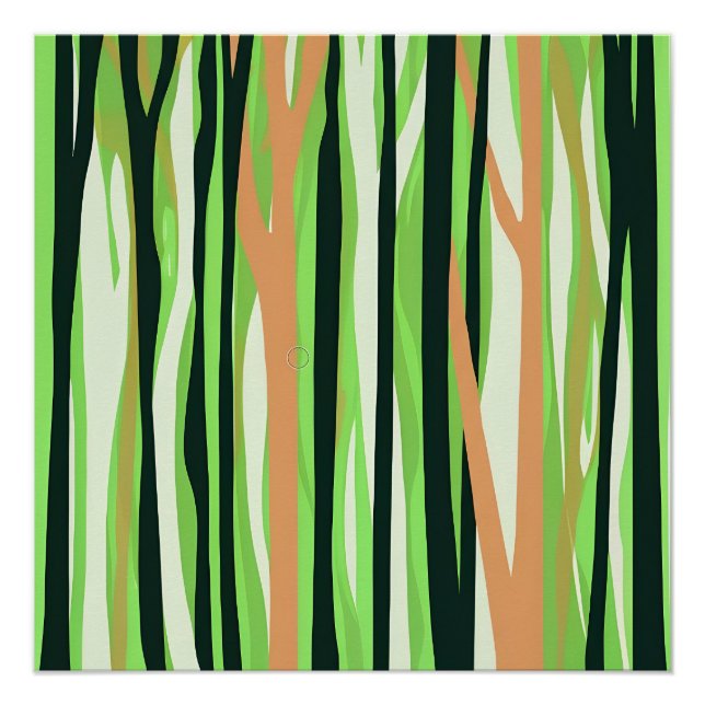 an abstract, stylised image of a forest poster (Front)