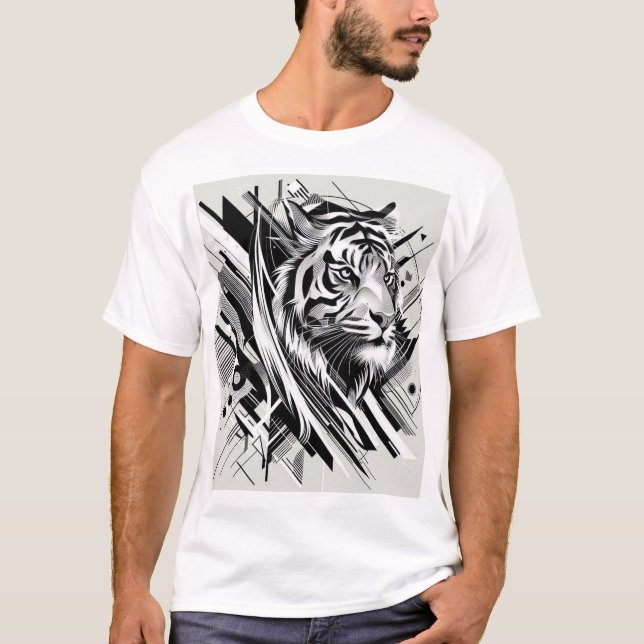 An abstract tiger print with geometric shapes in b T-Shirt (Front)