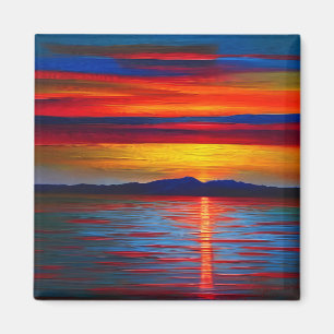 An abstracted version of the ocean sunset magnet