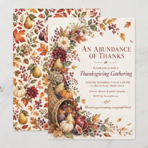 An Abundance of Thanks Thanksgiving Invitation