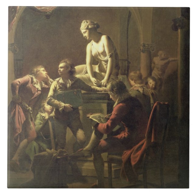 An Academy by Lamplight, c.1768-69 (oil on canvas) Tile (Front)
