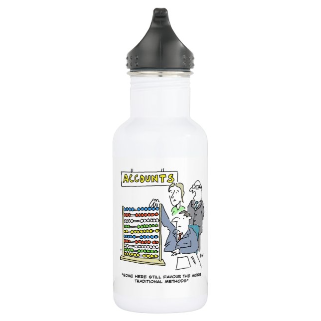 An Accountant Using an Abacus at Work. Funny 532 Ml Water Bottle (Right)