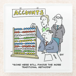 An Accountant Using an Abacus at Work Glass Coaster