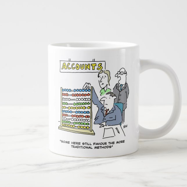 An Accountant Using an Abacus at Work Large Coffee Mug (Right)