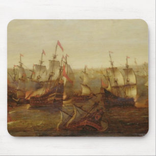 An Action between Spanish Ships and Barbary Galley Mouse Mat