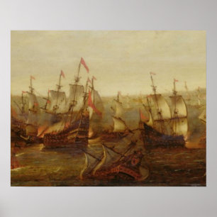 An Action between Spanish Ships and Barbary Galley Poster