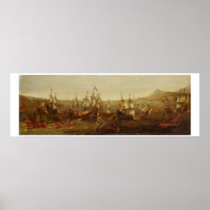 An Action between Spanish Ships and Barbary Galley Poster