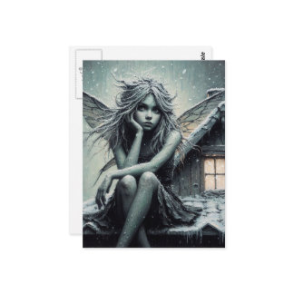 An adorable annoyed winter Fairy Postcard