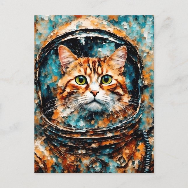an adorable cat astronaut postcard (Front)