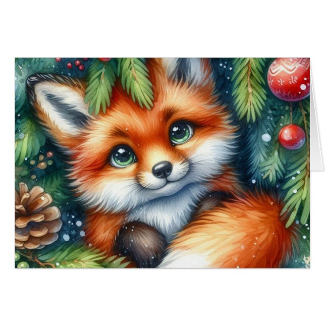 An adorable Christmas red fox (Front Horizontal)