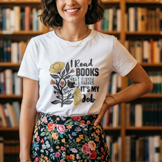 An Adorable otter reading a book, floral Tri-Blend Shirt
