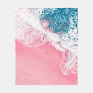 An aerial view of a pink sandy beach in New South  Fleece Blanket