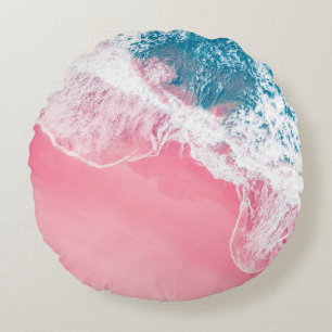 An aerial view of a pink sandy beach in New South Round Cushion
