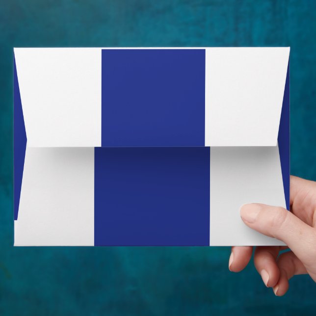 an aeroplane flying in the sky with a blue backgro envelope (Hand)