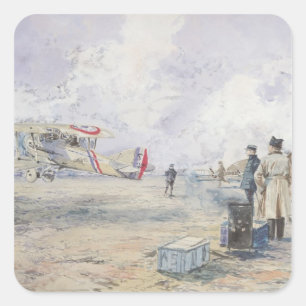 An Aeroplane Taking Off, 1913 Square Sticker