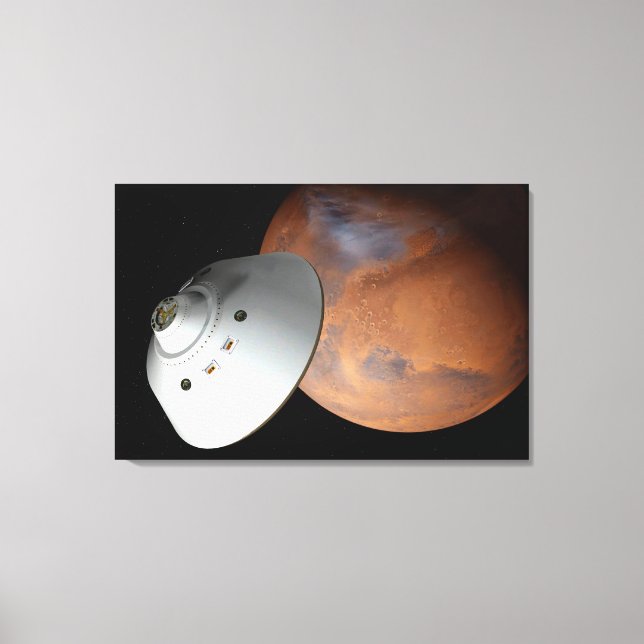 An Aeroshell-Encased Spacecraft Approaching Mars. Canvas Print (Front)