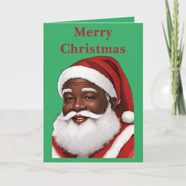 An African American Santa Claus Blank Christmas Card (Front)