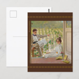 An Afternoon on the Porch by Vittorio Corcos Postcard
