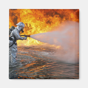 An aircraft rescue firefighting team magnet